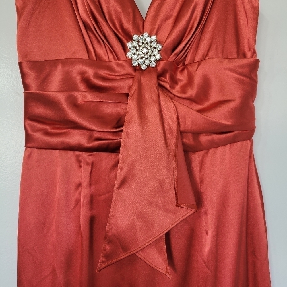 Eliza J Orange Satin Sleeveless Special Occasion Cocktail Dress Size 4 - Picture 7 of 10